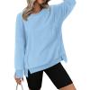 imageZeagoo Womens Sherpa Fleece Jacket Pullover Crewneck Fuzzy Sweatshirts Long Sleeve Warm Thick Fall Winter CoatsLight Blue