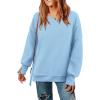 imageZeagoo Womens Sherpa Fleece Jacket Pullover Crewneck Fuzzy Sweatshirts Long Sleeve Warm Thick Fall Winter CoatsLight Blue