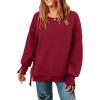 imageZeagoo Womens Sherpa Fleece Jacket Pullover Crewneck Fuzzy Sweatshirts Long Sleeve Warm Thick Fall Winter CoatsWine Red