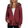 imageZeagoo Essentials Hoodie Zip Up Hoodie 2025 Womens Fashion Oversized Sweatshirt For Women Y2k Hoodie Fleece JacketsWind Red