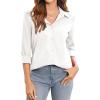 imageZeagoo Womens Button Down Shirt Long Sleeve ClassicFit Dress Shirts Solid Work Office BlouseAwhite
