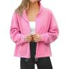 imageZeagoo Womens Fleece Jacket Full Zip Crop Hoodie Long Sleeve Pullover Sweatshirts Oversized 2023 Fall Winter CoatPink
