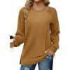 imageZeagoo Womens Long Sleeve Shirts Lightweight Cable Knit Sleeve Shirts Trendy Fall Tunic TopsLight Brown