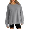 imageZeagoo Womens Sherpa Fleece Jacket Pullover Crewneck Fuzzy Sweatshirts Long Sleeve Warm Thick Fall Winter CoatsGrey