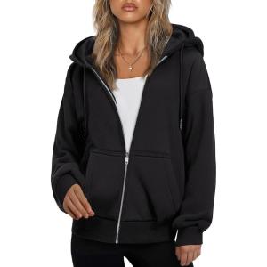imageZeagoo Essentials Hoodie Zip Up Hoodie 2025 Womens Fashion Oversized Sweatshirt For Women Y2k Hoodie Fleece JacketsAblack