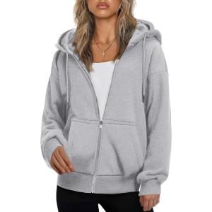 imageZeagoo Essentials Hoodie Zip Up Hoodie 2025 Womens Fashion Oversized Sweatshirt For Women Y2k Hoodie Fleece JacketsAlight Grey