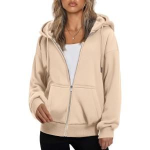 imageZeagoo Essentials Hoodie Zip Up Hoodie 2025 Womens Fashion Oversized Sweatshirt For Women Y2k Hoodie Fleece JacketsKhaki