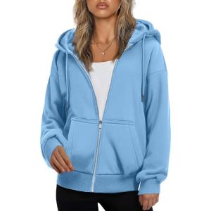 imageZeagoo Essentials Hoodie Zip Up Hoodie 2025 Womens Fashion Oversized Sweatshirt For Women Y2k Hoodie Fleece JacketsLight Blue