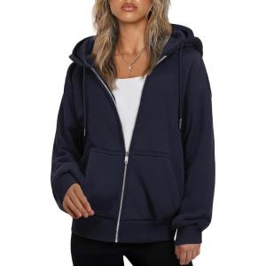 imageZeagoo Essentials Hoodie Zip Up Hoodie 2025 Womens Fashion Oversized Sweatshirt For Women Y2k Hoodie Fleece JacketsNavy