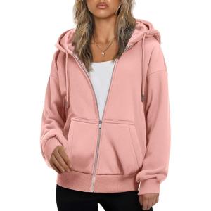 imageZeagoo Essentials Hoodie Zip Up Hoodie 2025 Womens Fashion Oversized Sweatshirt For Women Y2k Hoodie Fleece JacketsPink