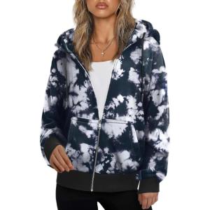 imageZeagoo Essentials Hoodie Zip Up Hoodie 2025 Womens Fashion Oversized Sweatshirt For Women Y2k Hoodie Fleece JacketsTie Dye