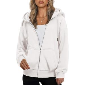 imageZeagoo Essentials Hoodie Zip Up Hoodie 2025 Womens Fashion Oversized Sweatshirt For Women Y2k Hoodie Fleece JacketsWhite
