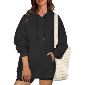 imageZeagoo Womens Oversized Hoodies Fleece Sweatshirts Long Sleeve Pullover with Pocket 2025 Fall Winter Outfits Y2k Clothes01black