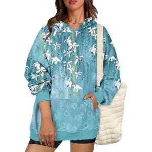 imageZeagoo Womens Oversized Hoodies Fleece Sweatshirts Long Sleeve Pullover with Pocket 2025 Fall Winter Outfits Y2k ClothesBlue Floral