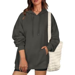 imageZeagoo Womens Oversized Hoodies Fleece Sweatshirts Long Sleeve Pullover with Pocket 2025 Fall Winter Outfits Y2k ClothesDark Grey