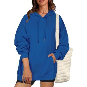 imageZeagoo Womens Oversized Hoodies Fleece Sweatshirts Long Sleeve Pullover with Pocket 2025 Fall Winter Outfits Y2k ClothesDeep Blue