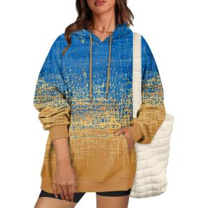 imageZeagoo Womens Oversized Hoodies Fleece Sweatshirts Long Sleeve Pullover with Pocket 2025 Fall Winter Outfits Y2k ClothesGold Foil Gradient