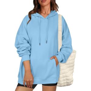 imageZeagoo Womens Oversized Hoodies Fleece Sweatshirts Long Sleeve Pullover with Pocket 2025 Fall Winter Outfits Y2k ClothesLight Blue