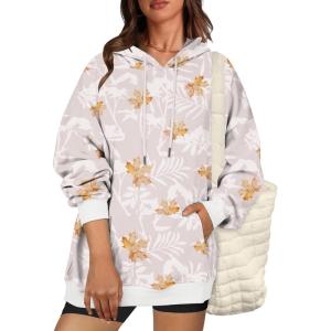 imageZeagoo Womens Oversized Hoodies Fleece Sweatshirts Long Sleeve Pullover with Pocket 2025 Fall Winter Outfits Y2k ClothesMaple Leaf Print