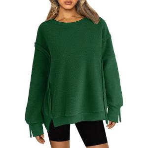 imageZeagoo Womens Sherpa Fleece Jacket Pullover Crewneck Fuzzy Sweatshirts Long Sleeve Warm Thick Fall Winter Coats01green