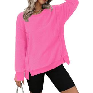 imageZeagoo Womens Sherpa Fleece Jacket Pullover Crewneck Fuzzy Sweatshirts Long Sleeve Warm Thick Fall Winter Coats01hot Pink