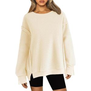 imageZeagoo Womens Sherpa Fleece Jacket Pullover Crewneck Fuzzy Sweatshirts Long Sleeve Warm Thick Fall Winter CoatsBeige