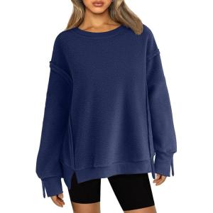 imageZeagoo Womens Sherpa Fleece Jacket Pullover Crewneck Fuzzy Sweatshirts Long Sleeve Warm Thick Fall Winter CoatsBlue