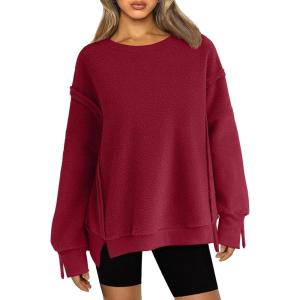 imageZeagoo Womens Sherpa Fleece Jacket Pullover Crewneck Fuzzy Sweatshirts Long Sleeve Warm Thick Fall Winter CoatsWine Red