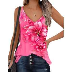 imageZeagoo Womens V Neck Camisole Tank Top Strap Sleeveless T Shirt Casual Loose Vest Blouse  SXXLBf103