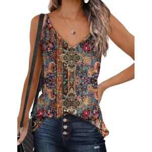 imageZeagoo Womens V Neck Camisole Tank Top Strap Sleeveless T Shirt Casual Loose Vest Blouse  SXXLMz721
