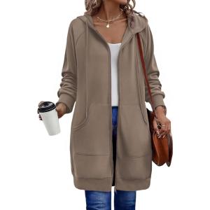 imageZeagoo Womens Zip Up Hoodies Long Sleeve Long Tunic Sweatshirts Oversized Fleece Casual 2025 Fall Jacket Coat with PocketCoffee Grey