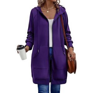 imageZeagoo Womens Zip Up Hoodies Long Sleeve Long Tunic Sweatshirts Oversized Fleece Casual 2025 Fall Jacket Coat with PocketPurple