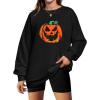 imageZeagoo Christmas Sweatshirt for Women Crewneck Christmas Tree Long Sleeve Shirt Xmas Holiday Party Pullover Sweater TopsBlackpumpkin