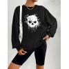 imageZeagoo Christmas Sweatshirt for Women Crewneck Christmas Tree Long Sleeve Shirt Xmas Holiday Party Pullover Sweater TopsBlackskull