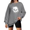 imageZeagoo Christmas Sweatshirt for Women Crewneck Christmas Tree Long Sleeve Shirt Xmas Holiday Party Pullover Sweater TopsGreyskull