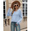 imageZeagoo Sweaters for Women Long Sleeve Tops Soft Knit Crew Neck Pullover Sweater Lightweight Crochet 2025 Fall OutfitsA Blue