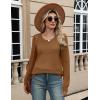 imageZeagoo Sweaters for Women Long Sleeve Tops Soft Knit Crew Neck Pullover Sweater Lightweight Crochet 2025 Fall OutfitsA Light Brown
