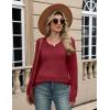 imageZeagoo Sweaters for Women Long Sleeve Tops Soft Knit Crew Neck Pullover Sweater Lightweight Crochet 2025 Fall OutfitsA Wine Red