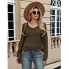 imageZeagoo Sweaters for Women Long Sleeve Tops Soft Knit Crew Neck Pullover Sweater Lightweight Crochet 2025 Fall OutfitsArmy Greenapricot