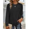 imageZeagoo Tunic Tops for Women 2025 fall Long Sleeve Shirts Dressy Casual Crewneck Pleated Cute Tops Side Split SweatshirtsBlack