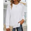 imageZeagoo Tunic Tops for Women 2025 fall Long Sleeve Shirts Dressy Casual Crewneck Pleated Cute Tops Side Split SweatshirtsWhite