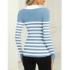 imageZeagoo Womens 2024 Sweater Tops Long Sleeve V Neck Ribbed Knit Slim Fitted Casual Work Basic Shirts SXXLBlue White Stripe