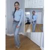 imageZeagoo Womens 2024 Sweater Tops Long Sleeve V Neck Ribbed Knit Slim Fitted Casual Work Basic Shirts SXXLClear Blue
