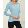imageZeagoo Womens 2024 Sweater Tops Long Sleeve V Neck Ribbed Knit Slim Fitted Casual Work Basic Shirts SXXLClear Blue