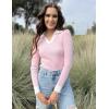 imageZeagoo Womens 2024 Sweater Tops Long Sleeve V Neck Ribbed Knit Slim Fitted Casual Work Basic Shirts SXXLPat5