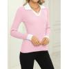 imageZeagoo Womens 2024 Sweater Tops Long Sleeve V Neck Ribbed Knit Slim Fitted Casual Work Basic Shirts SXXLPat5