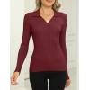 imageZeagoo Womens 2024 Sweater Tops Long Sleeve V Neck Ribbed Knit Slim Fitted Casual Work Basic Shirts SXXLRed
