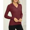 imageZeagoo Womens 2024 Sweater Tops Long Sleeve V Neck Ribbed Knit Slim Fitted Casual Work Basic Shirts SXXLRed