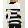 imageZeagoo Womens 2024 Sweater Tops Long Sleeve V Neck Ribbed Knit Slim Fitted Casual Work Basic Shirts SXXLWhite Black Stripe