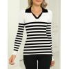 imageZeagoo Womens 2024 Sweater Tops Long Sleeve V Neck Ribbed Knit Slim Fitted Casual Work Basic Shirts SXXLWhite Black Stripe